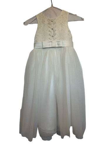 Girls white lace tulle - 5/6,